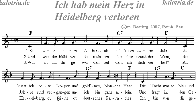 In ich herz verloren text hab heidelberg akkorde mein Songtext von